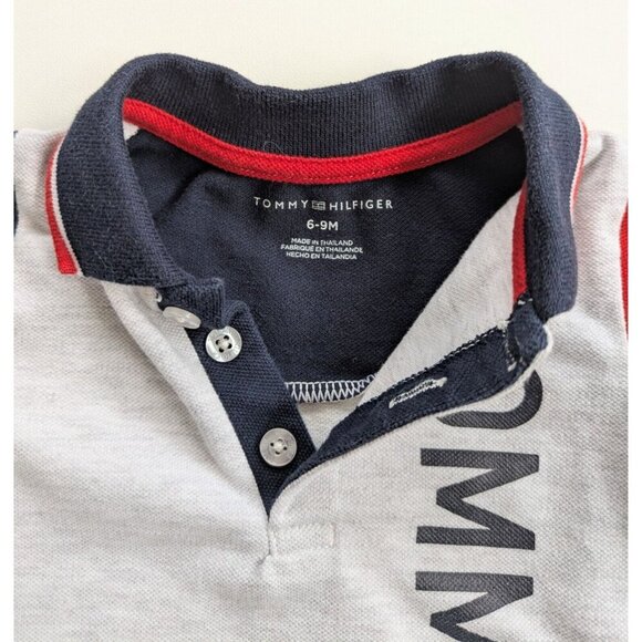 Tommy Hilfigure Baby Boy Polo Romper In Grey Size 6-9 Months - Picture 3 of 5